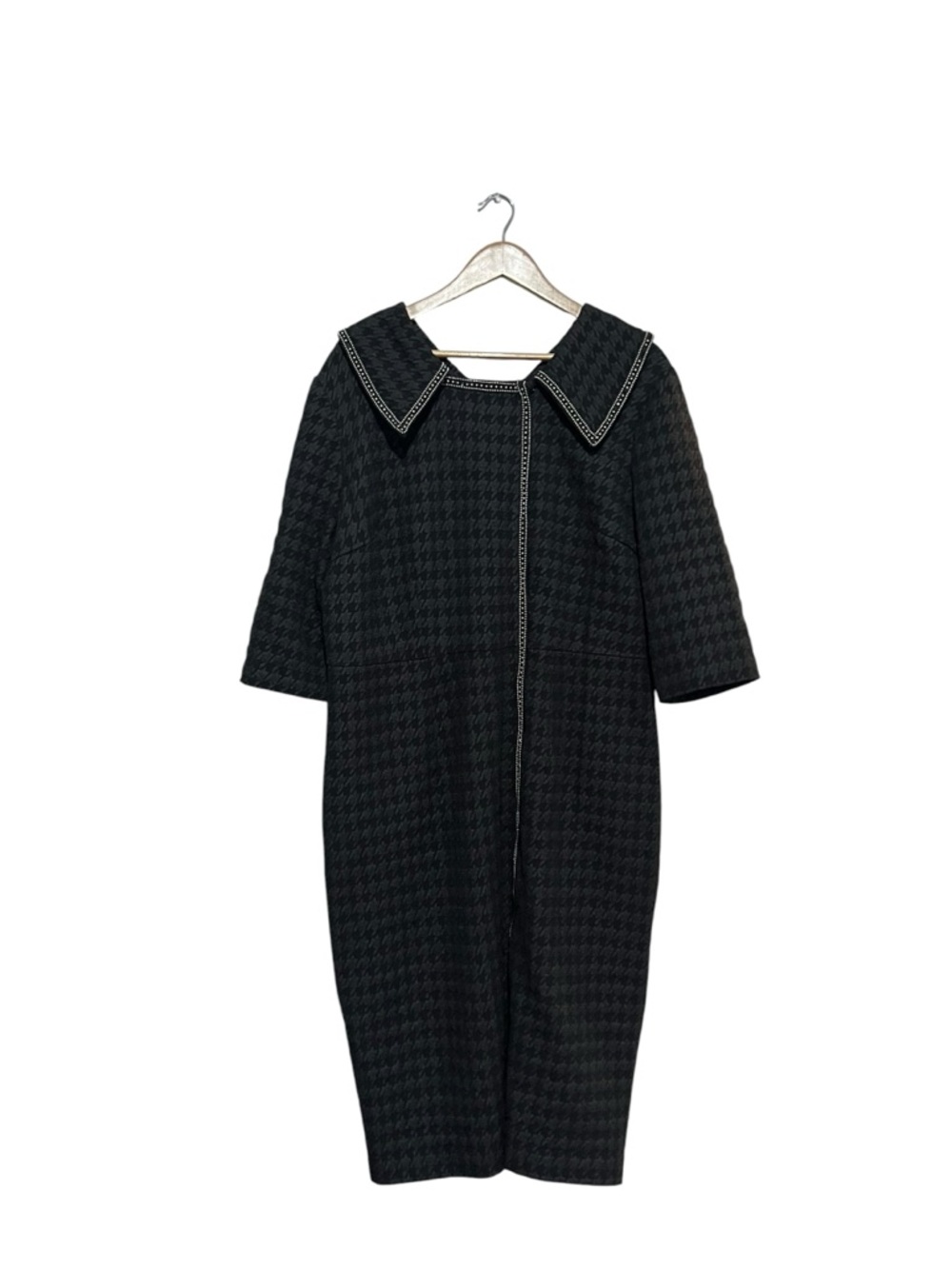Chic Star  Black Houndstooth Shift Dress Plus Size 2X Formal Embellished Shift